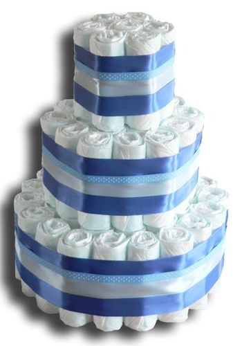 DIY Blue Diaper Cake
