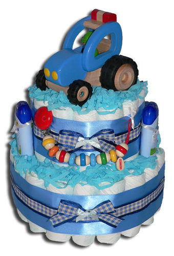 small tractor nappy cake