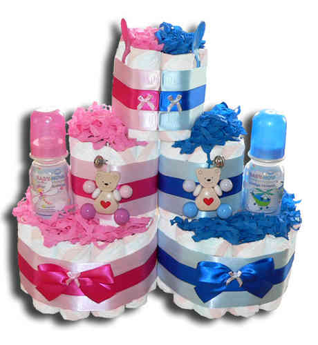 Twins Diaper Cake with Bear