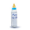 Baby bottle as money box with name and birthday in color
