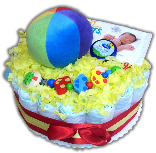 Nappy cake "colourful ball" neutral